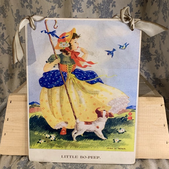 VTG Large Little Bo Peep Postcard with Bow & Glitter Illustrated by Jean D. Howe - Picture 1 of 9